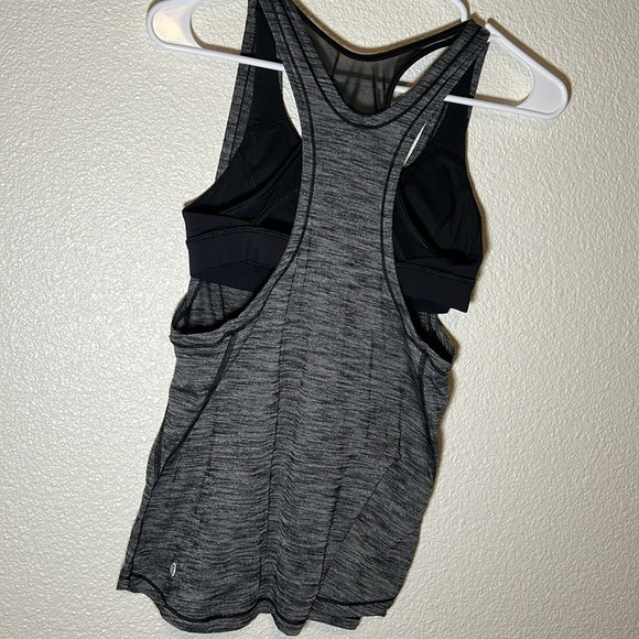 Lululemon Glide and Stride Tank Heathered Black / Black sz 6 - Picture 3 of 7
